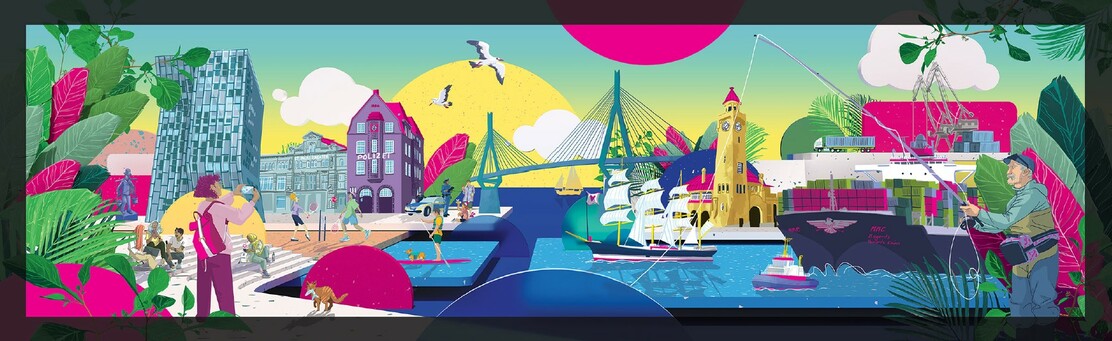 Telekom Shop Hamburg Skyline 